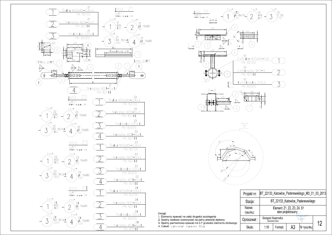 Stacja bazowa - element Z1, Z2, Z3, Z4, S1