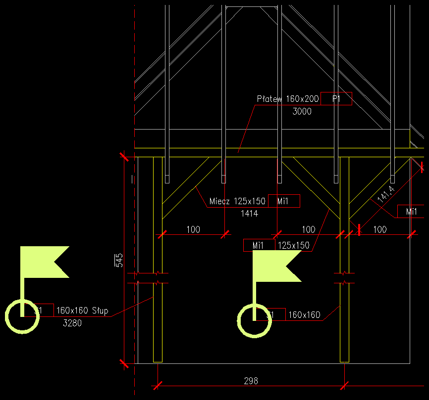 Wygląd znacznika szukania opisów w nakładce e-CAD Drewno dla ZWCAD®, ZWCAD+ Plus®, AutoCAD®, GstarCAD®, BricsCAD®