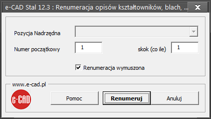 Kształtownik, blacha, płaskownik - renumeracja opisów