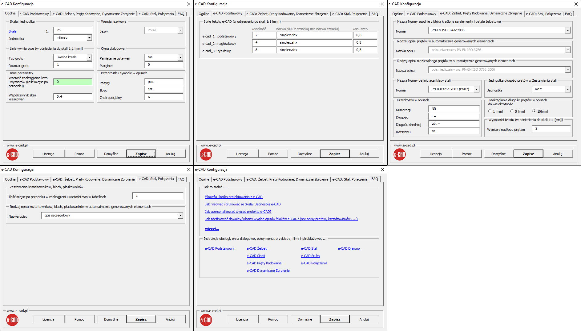 Konfiguracja nakładek budowlanych e-CAD